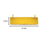 Yellow druzy natural bezel charms connectors, 8X30mm rectangle-shaped 24k gold electroplated women jewelry-making earrings, bracelets, necklaces, and DIY crafts.