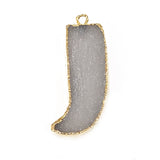 White druzy natural bezel charms connectors, 8X24mm sword-shaped 24k gold electroplated women jewelry-making earrings, bracelets, necklaces, and DIY crafts.