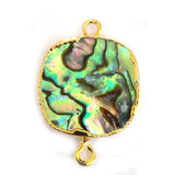 Abalone Shell Stone Necklace for Jewelry Making 12mm 15mm 18mm Cushion/Diamond Bezel Charms Pendants Connectors 24K Gold Electroplated