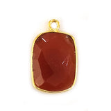 Carnelian Rectangle/Bar Pendant - Boho Chic Gemstone Necklace with 24kt Gold Elegance