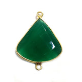 Green Onyx Bell/Quarter Circle Pendant - Boho Chic Gemstone Necklace with 24kt Gold Elegance