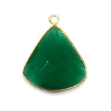 Green Onyx Bell/Quarter Circle Pendant - Boho Chic Gemstone Necklace with 24kt Gold Elegance