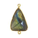 Labradorite Triangle Pendant - Boho Chic Gemstone Necklace with 24kt Gold Elegance