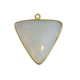 Opalite Stone Necklace for Jewelry Making 25X25mm Triangle Bezel Charms Pendants Connectors 24K Gold Plated Over 925 Sterling Silver