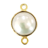 Gold Plated Sterling Silver Pearl Connector Charm (8mm/10mm)