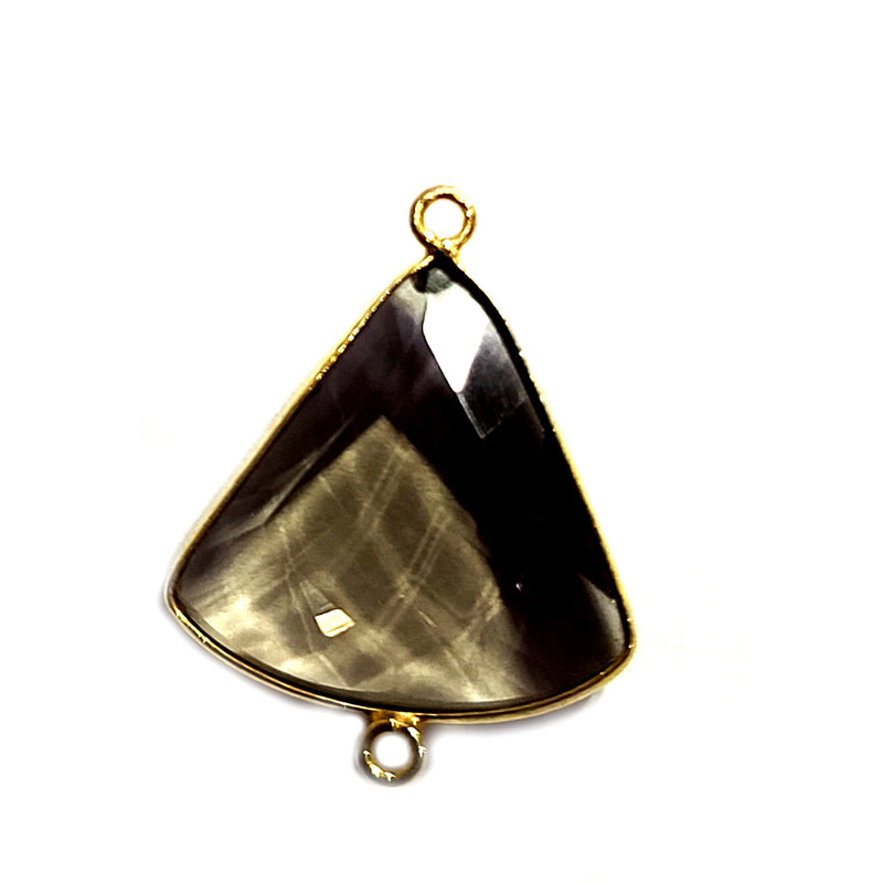 Somky Quartz Stone Necklace for Jewelry Making 20X20mm Bell Bezel Charms Pendants Connectors 24K Gold Plated Over 925 Sterling Silver