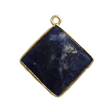 Sodalite Stone Necklace for Jewelry Making 18mm Cushion/Diamond Bezel Charms Pendants Connectors 24K Gold Plated Over 925 Sterling Silver