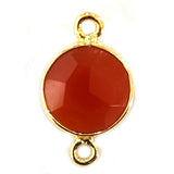 Carnelian Coin/Round Pendant - Boho Chic Gemstone Necklace with 24kt Gold Elegance