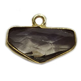 Somky Quartz Stone Necklace for Jewelry Making 10X15mm Chevron Bezel Charms Pendants Connectors 24K Gold Plated Over 925 Sterling Silver
