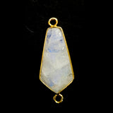 Rainbow Moonstone Connector: Gold Plated Sterling Silver Tie Bezel (10X20mm 15X17mm)