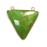 Green Turquoise Triangle Pendant - Boho Chic Gemstone Necklace with 24kt Gold Elegance