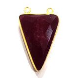 Ruby Stone Necklace for Jewelry Making 15mm 18X25mm Triangle Bezel Charms Pendants Connectors 24K Gold Plated Over 925 Sterling Silver