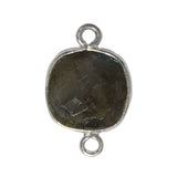 Labradorite Cushion/Diamond Pendant - Boho Chic Gemstone Necklace with 925 Sterling Silver Elegance