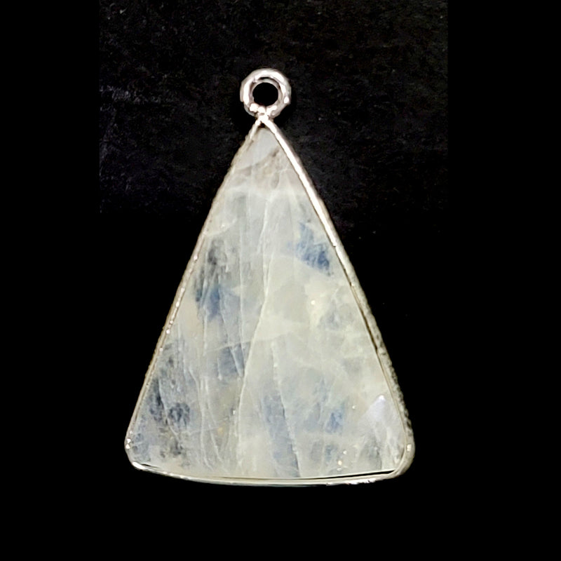 Rainbow Moonstone Stone Necklace for Jewelry Making 15X20mm 18X25mm Triangle Bezel Charms Pendants Connectors 925 Sterling Silver