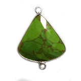 Green Turquoise Bell/Quarter Circle Pendant - Boho Chic Gemstone Necklace with 925 Sterling Silver Elegance