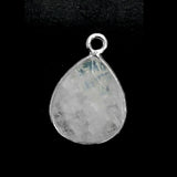 Rainbow Moonstone Stone Necklace for Jewelry Making 10X12mm Pear/Flat Teardrop Bezel Charms Pendants Connectors 925 Sterling Silver