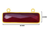 Garnet Rectangle/Bar Pendant - Boho Chic Gemstone Necklace with 24kt Gold Elegance