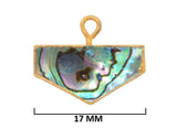 Abalone Shell Chevron Pendant – 24K Gold Electroplated Bezel, 17mm