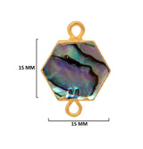 Abalone Shell Stone Necklace for Jewelry Making - 12mm 15mm 18mm Hexagon Bezel Charms Pendants 24K Gold Electroplated Chakra DIY