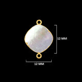 Mother Of Pearl Shell Stone Necklace for Jewelry Making - 12mm 15mm 18mm Cushion/Diamond Bezel Charms Pendants 24K Gold Electroplated DIY