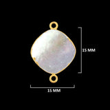 Mother Of Pearl Shell Stone Necklace for Jewelry Making - 12mm 15mm 18mm Cushion/Diamond Bezel Charms Pendants 24K Gold Electroplated DIY