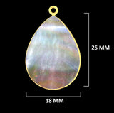 24K Gold Electroplated Mother Of Pearl Teardrop Pendant, Jewelry Making