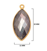 Pyrite Marquise Bezel Pendant: 24K Gold Plated Sterling Silver (11X22mm)