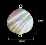 Mother Of Pearl Shell Stone Necklace for Jewelry Making - 12mm 15mm 18mm 25mm 30mm Heart Bezel Charms Pendants 24K Gold Electroplated DIY