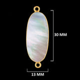 Gold Electroplated Mother of Pearl Charm, Oval Bezel Pendant
