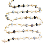 dendritic opal faceted 3-4mm 4-5mm 5-6mm bead rosary chain.