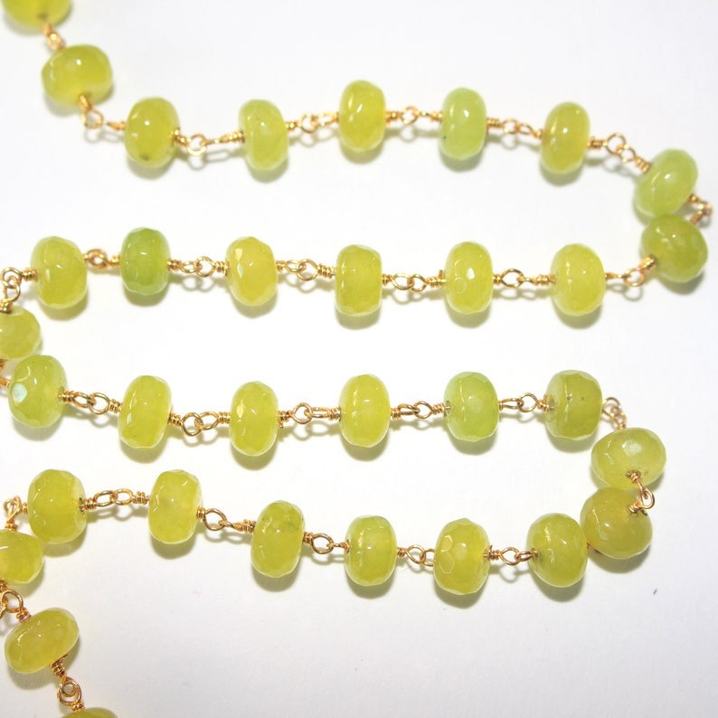 green peridot jade semi-precious gemstone beads black oxidized antique rosary chain for a necklace, earrings, anklet, and bracelet making.