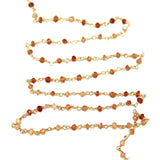 hessonite garnet natural semi-precious gemstone beads 24k gold plated over silver rosary chain for a necklace, earrings, anklet, and bracelet making.