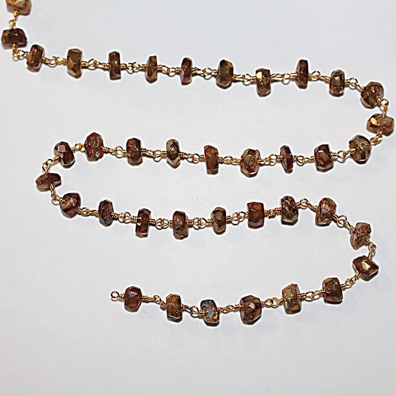 labradorite AB coated semi-precious gemstone beads black oxidized antique rosary chain for a necklace, earrings, anklet, and bracelet making.