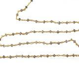 labradorite mystic natural semi-precious gemstone beads 24k gold plated over silver rosary chain for a necklace, earrings, anklet, and bracelet making.