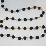 lava natural semi-precious gemstone beads 24k gold plated over silver rosary chain for a necklace, earrings, anklet, and bracelet making.