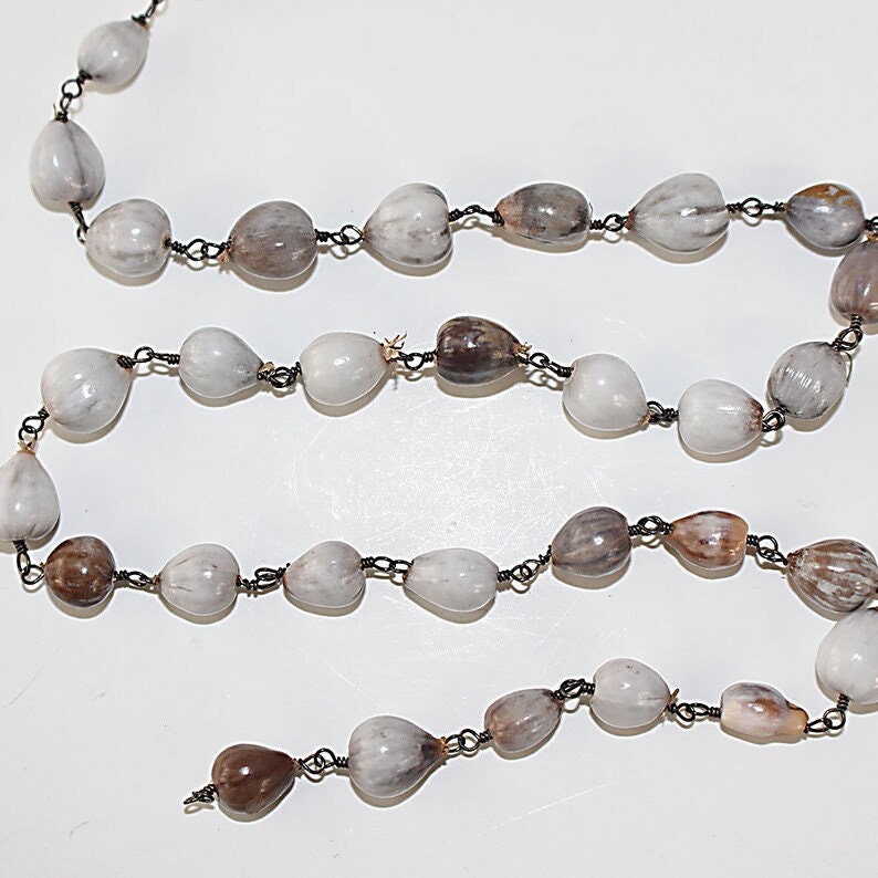 marys tear semi-precious gemstone beads black oxidized antique rosary chain for a necklace, earrings, anklet, and bracelet making.