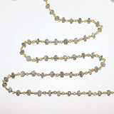 moss aquamarine natural semi-precious gemstone beads 24k gold plated over silver rosary chain for a necklace, earrings, anklet, and bracelet making.