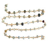 Dainty aquamarine rosary chain, 24K gold plated gemstone beads