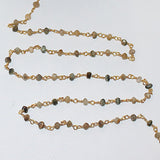 cats eye natural semi-precious gemstone beads 24k gold plated over silver rosary chain for a necklace, earrings, anklet, and bracelet making.