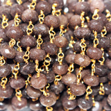chocolate moonstone semi-precious gemstone beads black oxidized antique rosary chain for a necklace, earrings, anklet, and bracelet making.