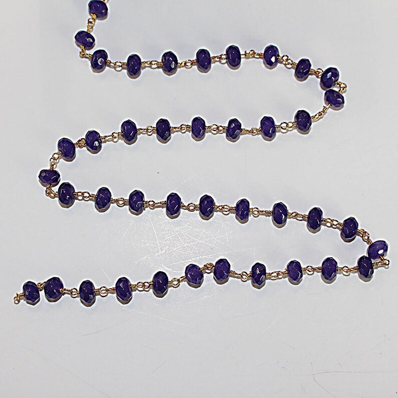 purple jade semi-precious gemstone beads black oxidized antique rosary chain for a necklace, earrings, anklet, and bracelet making.