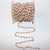 pink freshwater pearl faceted 6mm bead rosary chain.