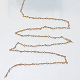 strawberry natural semi-precious gemstone beads 24k gold plated over silver rosary chain for a necklace, earrings, anklet, and bracelet making.