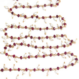 red coral quartz gemstone bead chain 24k gold plated over silver, women jewelry making necklaces, earrings, and bracelets bead chain.