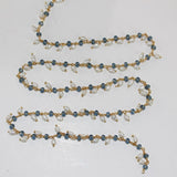 london blue topaz quartz gemstone bead chain 24k gold plated over silver, women jewelry making necklaces, earrings, and bracelets bead chain.