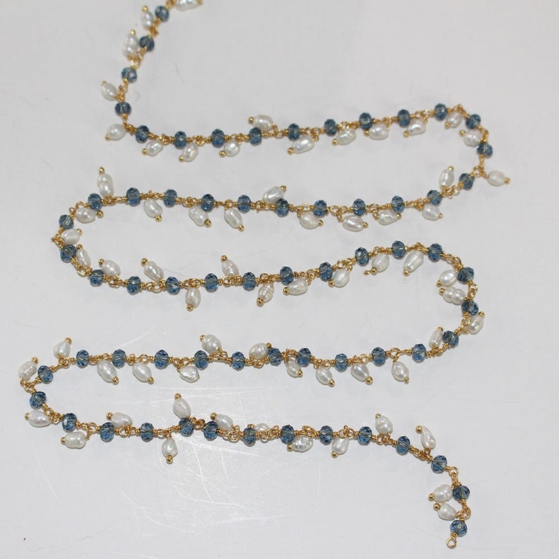 london blue topaz quartz gemstone bead chain 24k gold plated over silver, women jewelry making necklaces, earrings, and bracelets bead chain.