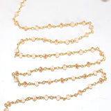 Mexican Fire Opal Mystic quartz gemstone bead chain 24k gold plated over silver, women jewelry making necklaces, earrings, and bracelets bead chain.