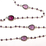 amethyst natural semi-precious gemstone beads silver rosary chain for a necklace, earrings, anklet, and bracelet making.