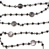 black spinel semi-precious gemstone beads black oxidized antique rosary chain for a necklace, earrings, anklet, and bracelet making.