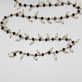 black spinel quartz gemstone bead chain 24k gold plated over silver, women jewelry making necklaces, earrings, and bracelets bead chain.